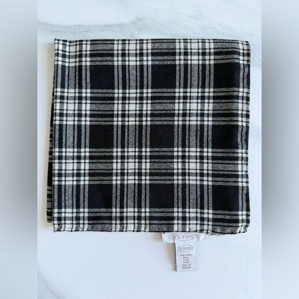 Eton Monochrome Checkered Wool Pocket Square